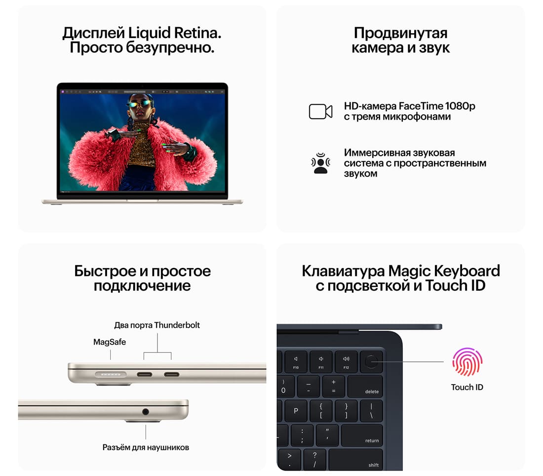 Купить Apple MacBook Air 15" (M3, 8C CPU, 10C GPU, 2024) 8Gb, 256Gb SSD ...